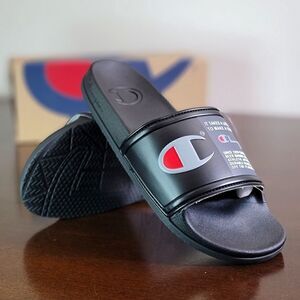 Champion Squishy Classic Sandals Soft Sole C Logo Men's Slides Black Gray New